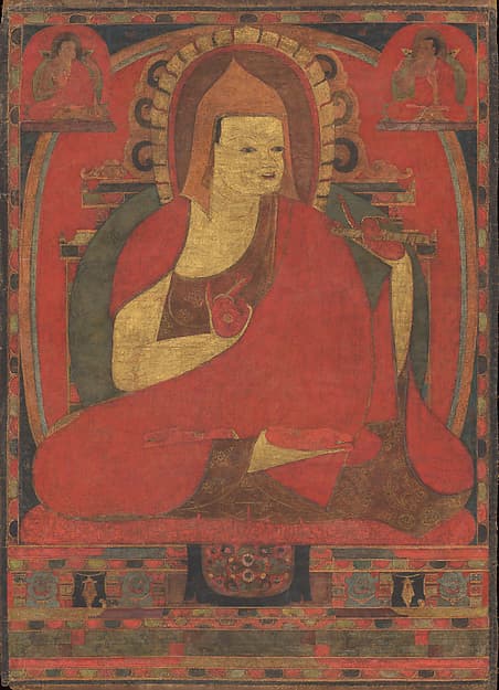 Portrait of the Indian Monk Atisha, open-access thangka reference image for a Rebgong thangka article.