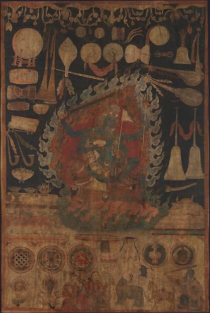 Offerings to the Goddess Palden Lhamo, open-access thangka reference image for a Rebgong thangka article.