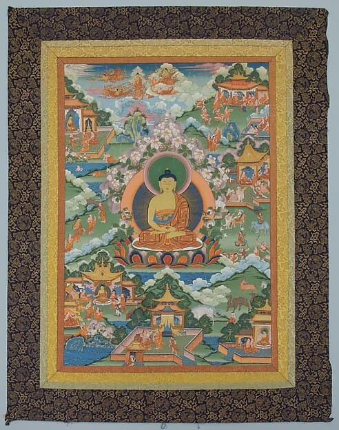 Thangka with Buddha, open-access thangka reference image for a Rebgong thangka article.