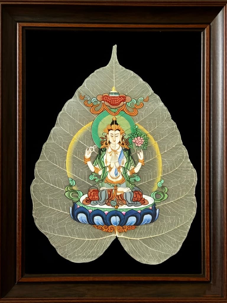 Bodhi Leaf Four-Arm Chenrezig Thangka